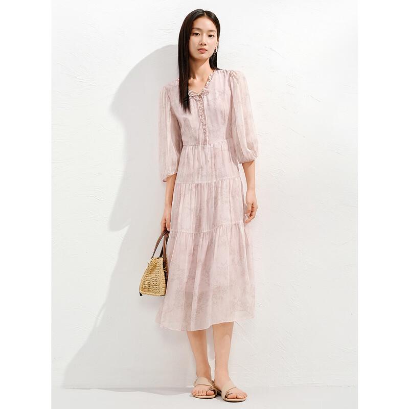 

Anna Kou Women s 100% Silk Ruffle Floral Print Dress L