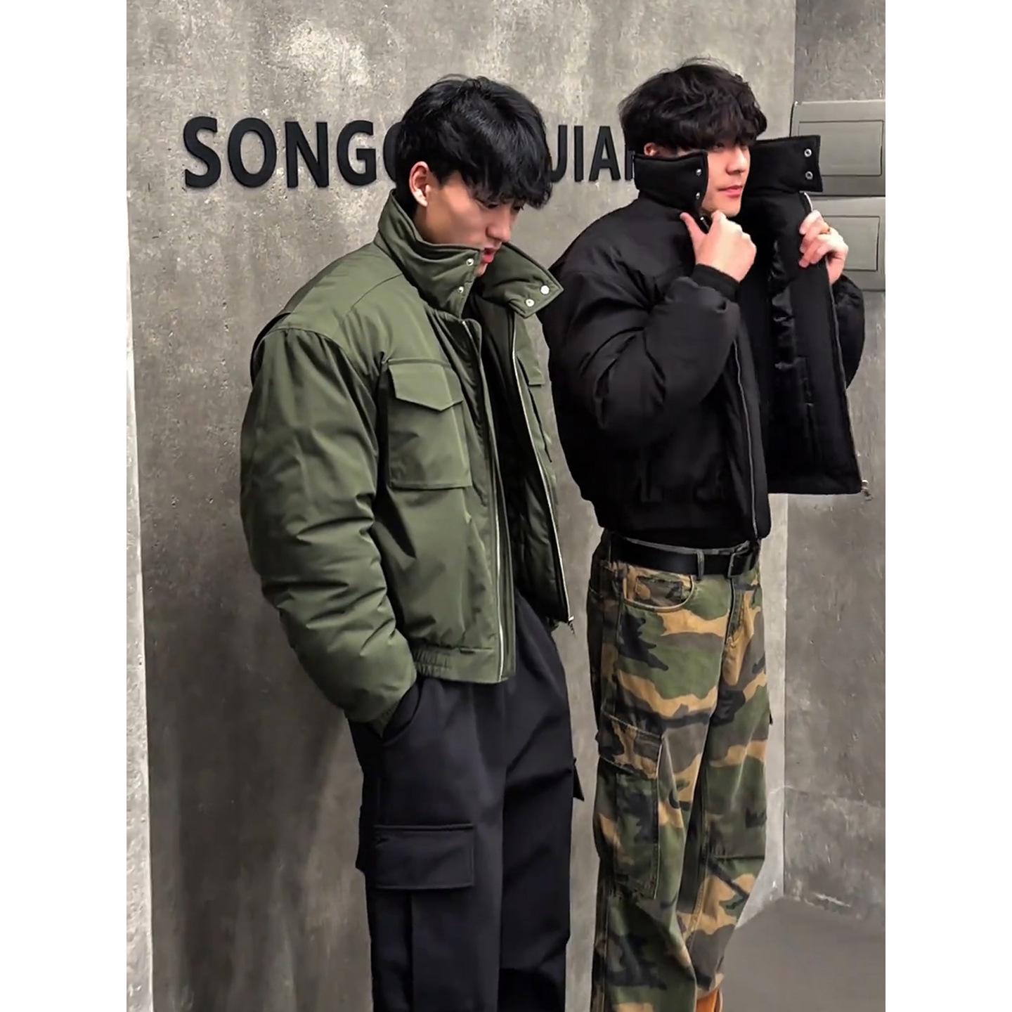 Мужская зимняя хлопковая куртка-бомбер цвета хаки XXL армия зеленый