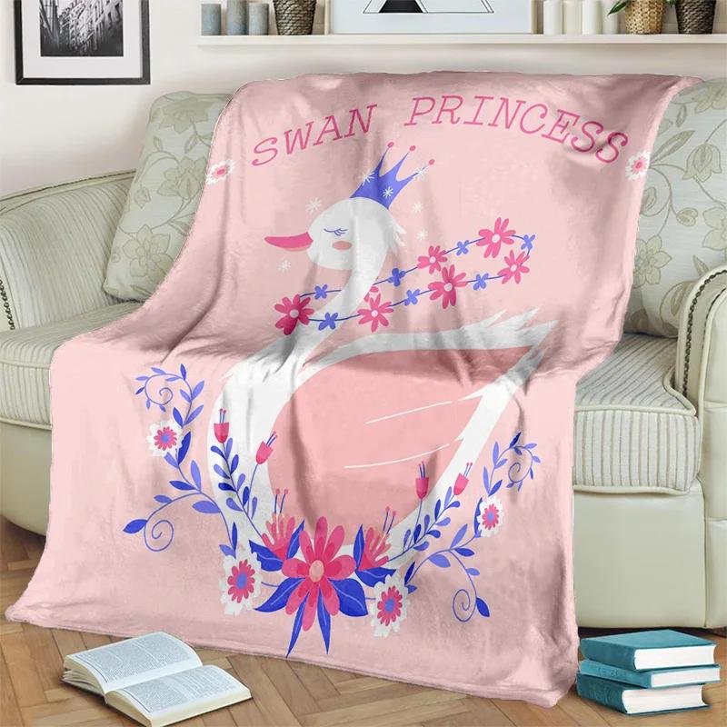 3D Cute Swan Princess Cartoon Cygnus Blanket,Soft Throw Blanket for Home Bedroom Bed Sofa Picnic Travel Office Cover Blanket Kid