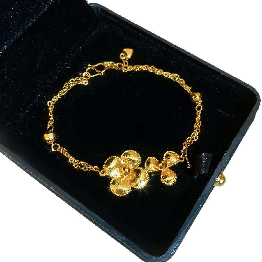 24K Gold-Plated Zircon Flower Bracelet: Luxurious Vintage Court-Style Bangle