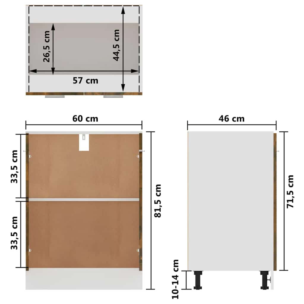 Lyon Under Cabinet Smoked Oak 60 X 46 X 81.5 Cm Particleboard