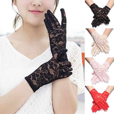 Gants de Mariée en Dentelle Courts Mode Conduite Gants Protection UV Mitaines Ajourées Gants Protection Solaire