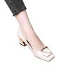 Seven-character Buckle Ladyshoes Women's Autumn Mid-heel Single Shoes Soft Leather Thick Heel Comfortable Women's Shoes Light Mouth Versati