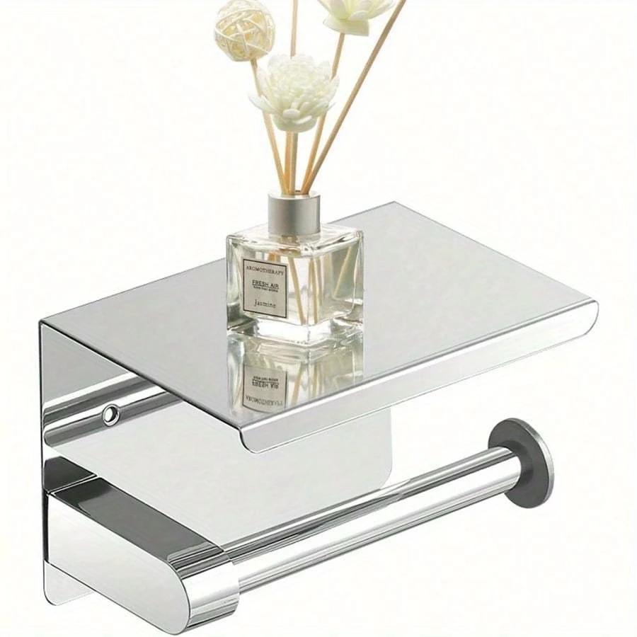 Držák na toaletní papír z nerezové oceli, nástěnný držák na toaletní papír, držák na telefon, držák na papírové ručníky bez vrtání