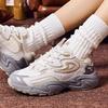Anta Fabric Synthetic Leather TPU Starlight Fleece Casual Lightweight Increased Height Low Top Dad Shoes Women Sneaker White Gray 922348836-10