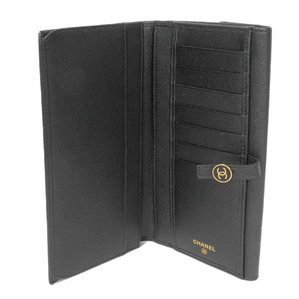 Used 10097 COCO Button Long Flap Wallet A20905 7940 Excellent Condition CC Mark Calfskin Enamel 9th Series COCO Mark