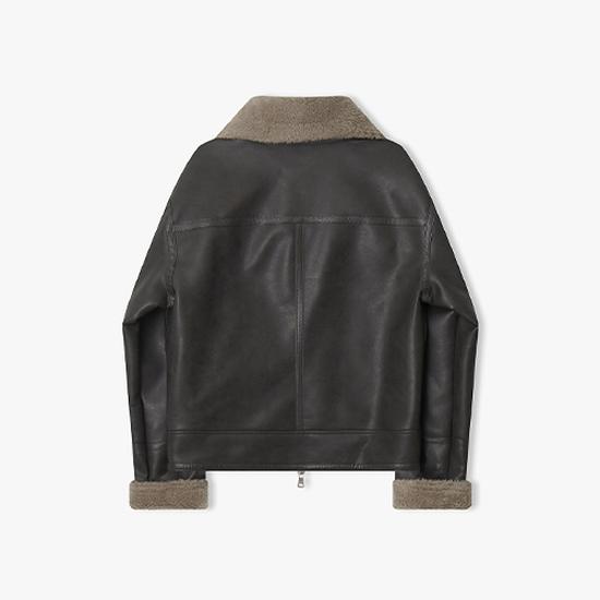 LLW Men's Brown Oversized Lamb Texture Mouton Coat
