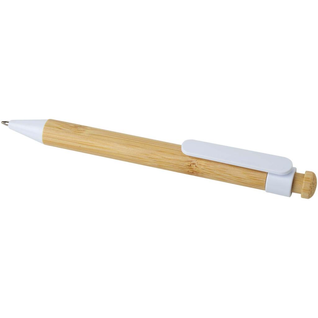 Bamboo pen and recycled plastic "Rattan" White