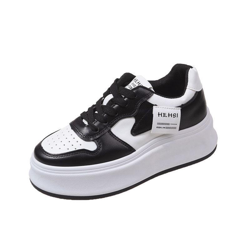 European Station Muffin Thick-soled Soft Leather Casual Shoes 2025 Early Spring Small Height Increase Casual White Shoes Student Shoes