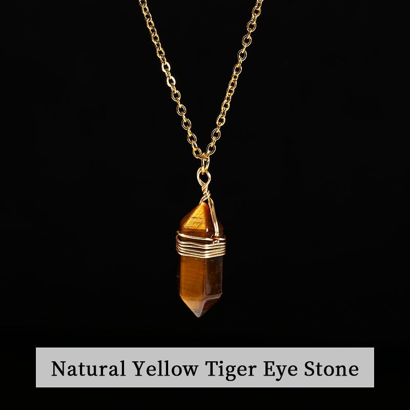 

Change Better Natural Pink Quartz Amethyst Hexagon Column Pendant Necklace Women Men Handmade Stainless Steel Chain Choker Gift about 40cm plus 5cm