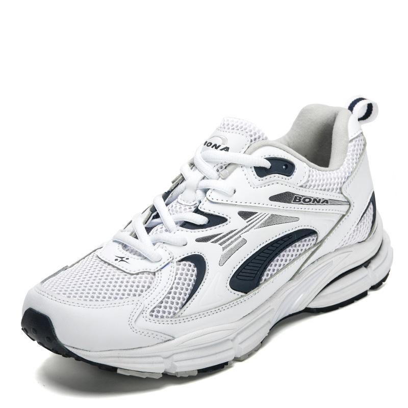 

BONA Новые дизайнерские популярные кожаные мужские кроссовки Уличная повседневная обувь Модная мужская обувь для отдыха Мягкая обувь для ходьбы 46 белый