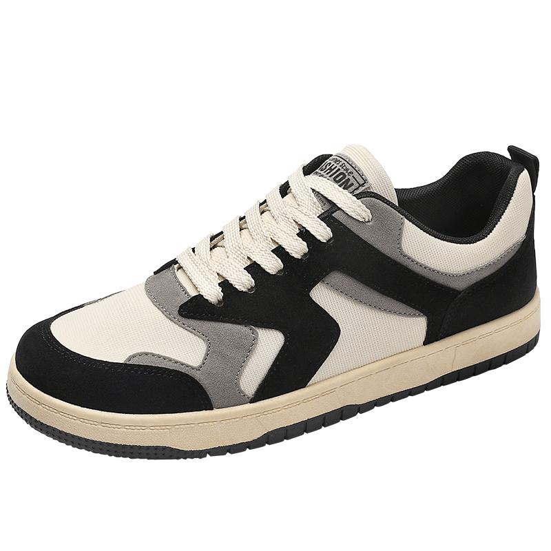 

мода Мужская вулканизированная обувь Ретро мода Повседневная Комбинирование цветов Обувь на толстой подошве Кроссовки на шнуровке Мужские прогулочные балетки Zapatillas Hombre 42 чёрный