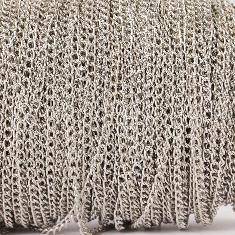 2 Meter flache 2,5/3,5/4,5 mm Verlängerungskette aus Metallgliedern, Schmuckherstellung, DIY-Halskettenzubehör, Komponenten, Großhandel