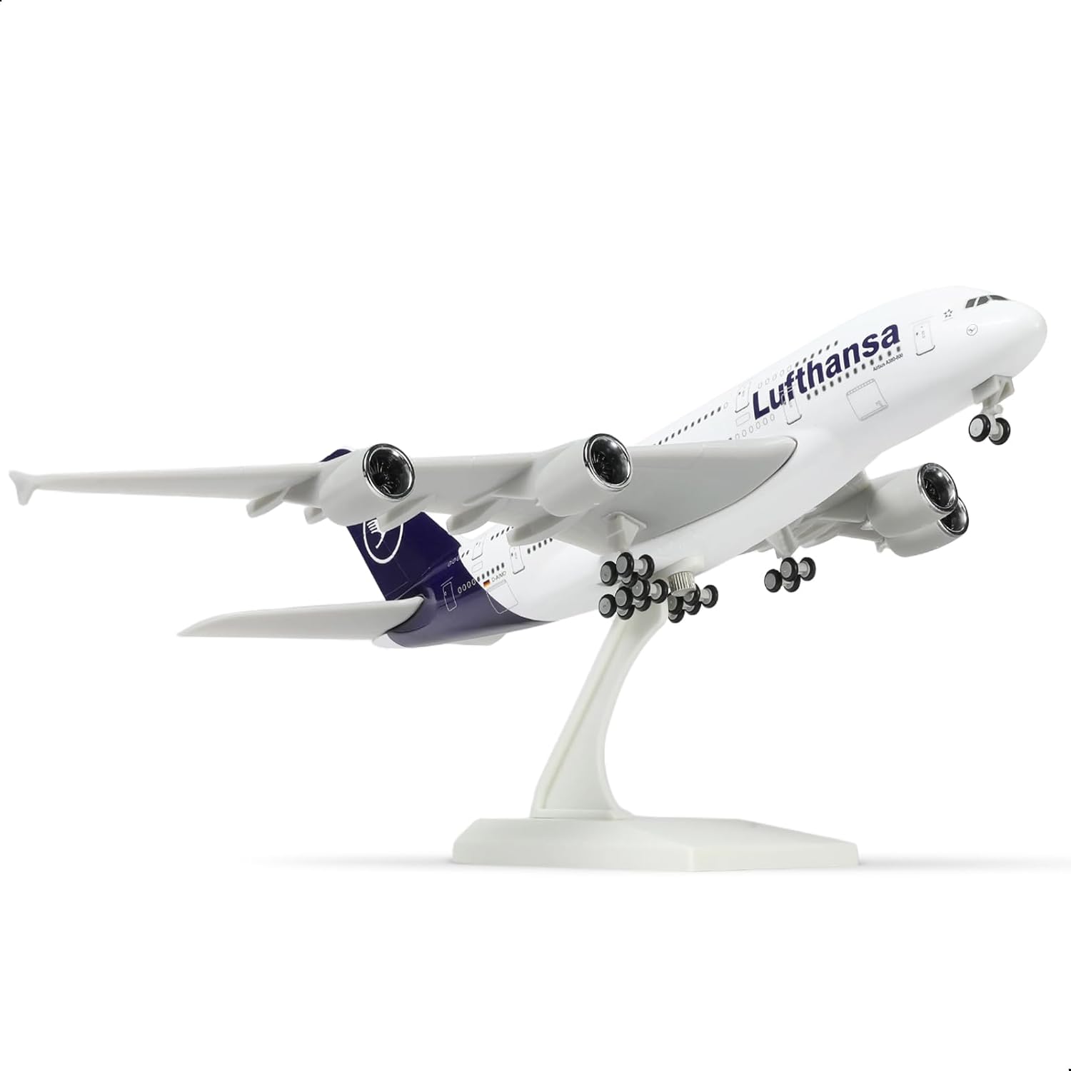1/240 Lufthansa A380 Airplane Model Kits (30cm L) with Display Stand for Adult Aviation Gift or Display Decoration