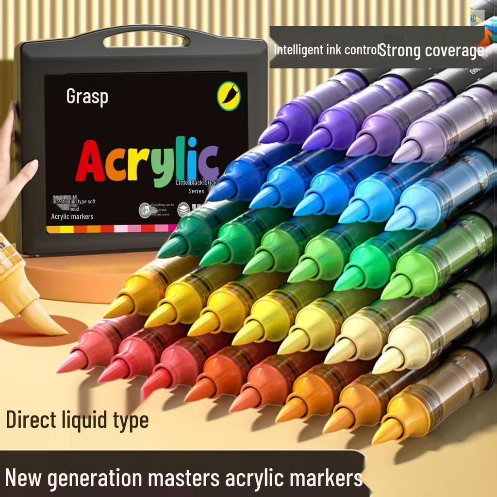 60-Color Soft Tip Liquid Ink Acrylic Marker Set for Primary School Art