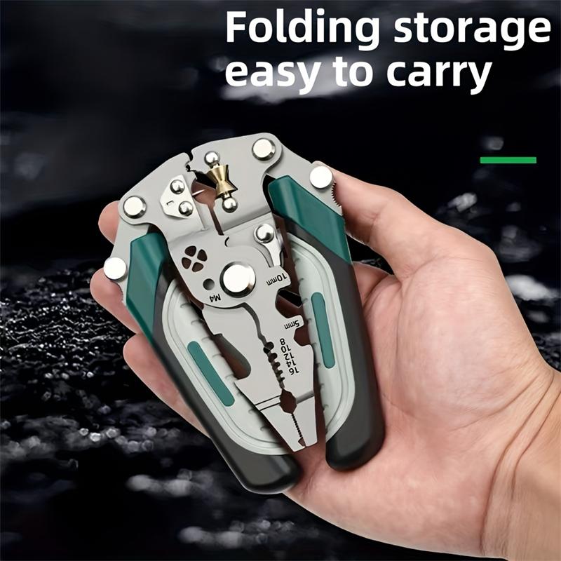 Foldable Multi Function Wire Stripper Crimper  Cutter Electrician Pliers For Stripping Splitting Cutting Wires Professional Tool