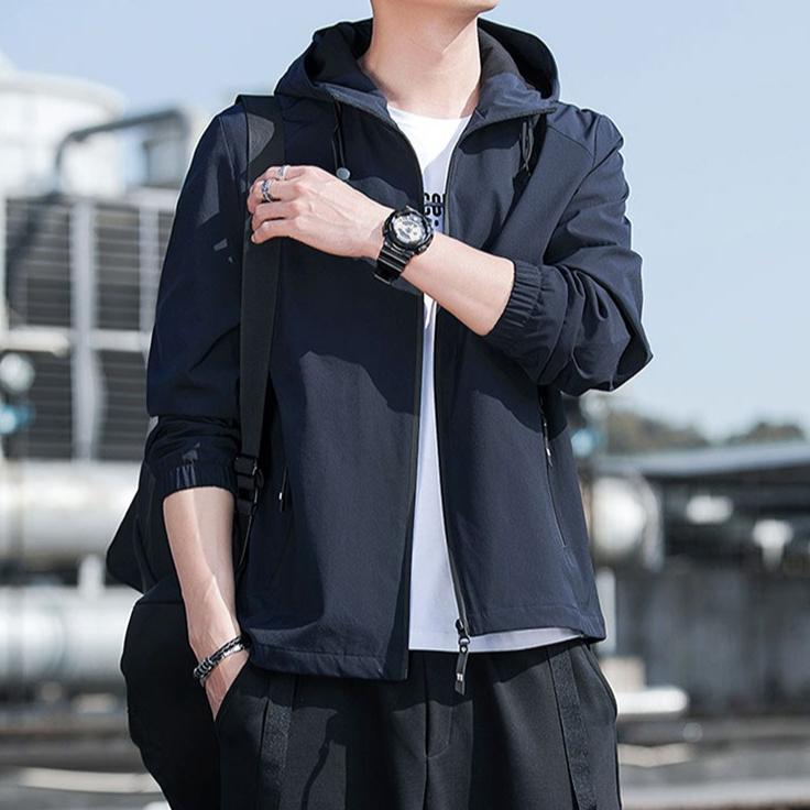 Hooded Jacket for Men In Autumn Slim Hooded Coat Korean Style Trendy Top Men's Wear