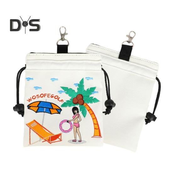 Golftasche mit Kordelzug, Golf-Tee-Tasche, Aufbewahrungstasche für Golfbälle, grüne Gabel, tragbares Golfzubehör für Golfbegeisterte