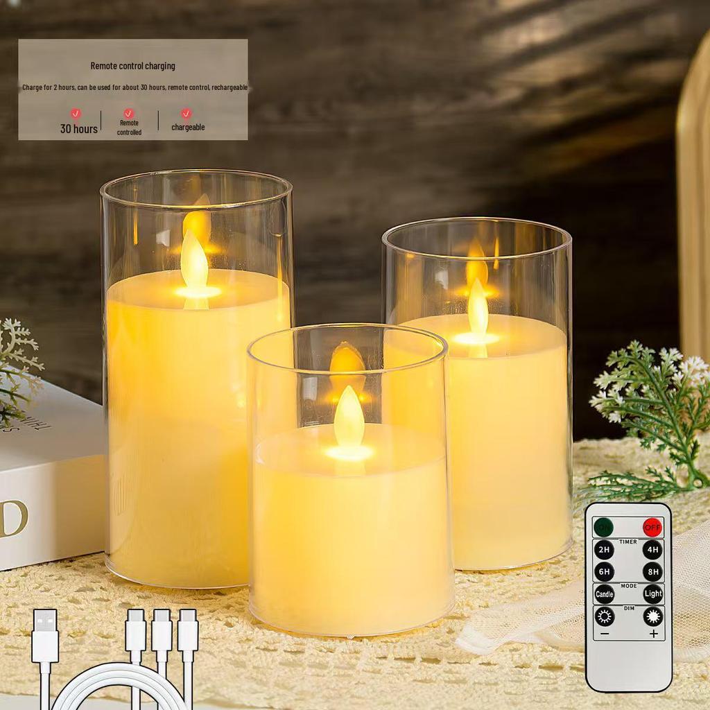 Acrylic LED Candle Light with Swaying Flame and Cup