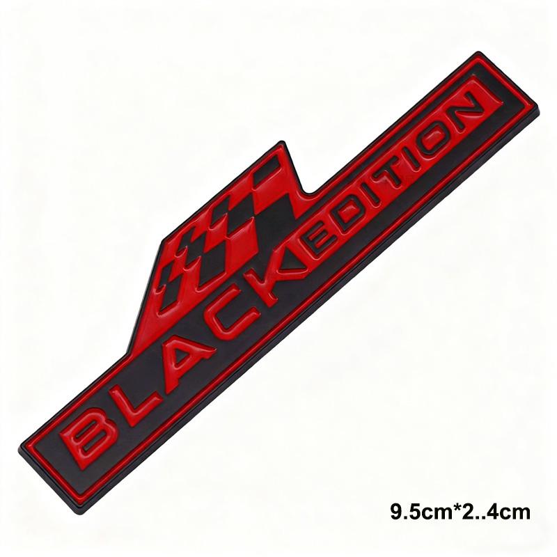 Car Black Edition 3D Emblem Sticker - Racing Checkered Flag Style Self-Adhesive Auto Body Decal Badge
