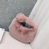 Women Luxury Plush Half Moon Bag Fashionable Furry Short Handle Evening Clutch Warm Soft Handbag