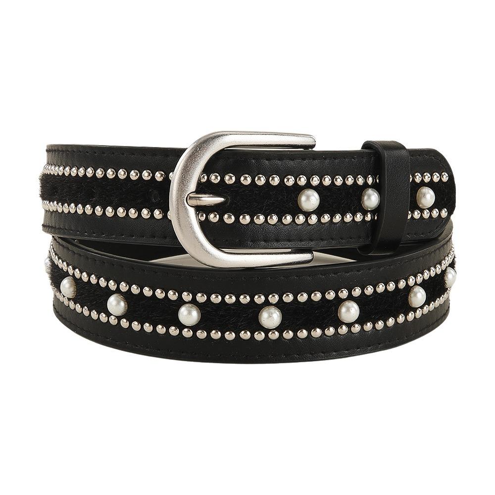 PU Leather Punk Style Belt Needle Buckle Rivet Decorative Belt Women's Waist Belt  for Women's Wear
