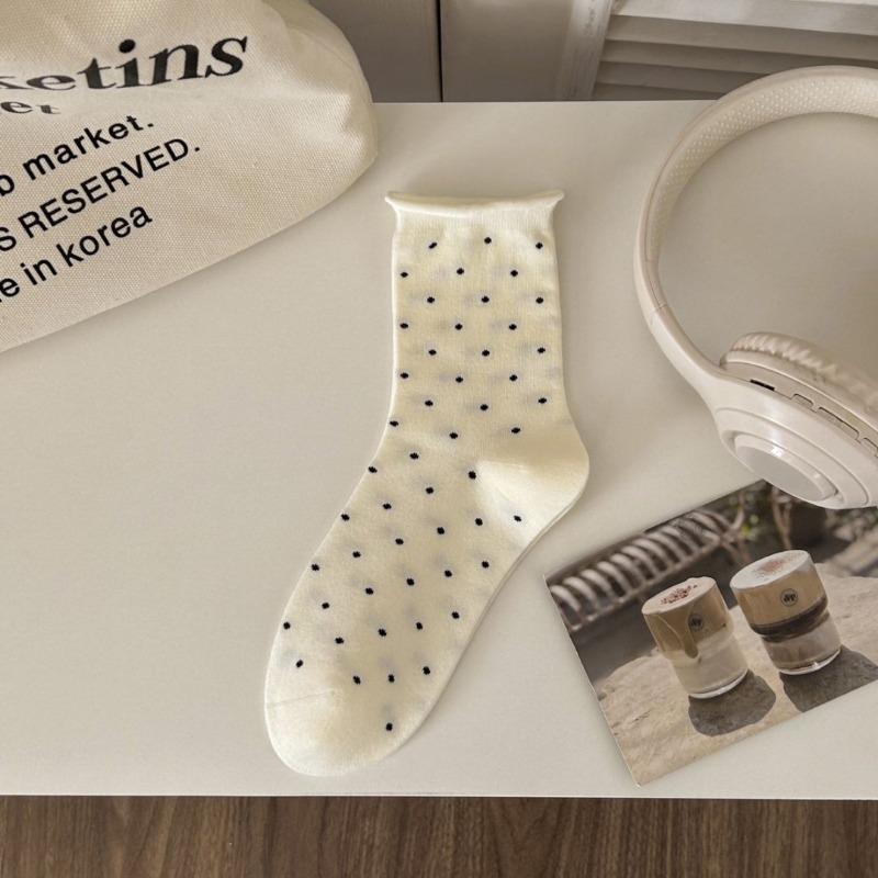 

Носки в горошек «Черный гриб», Женские модные носки до середины икры, Однотонные, Универсальные, Весенне-летние носки до икры в балетном стиле 1 pair