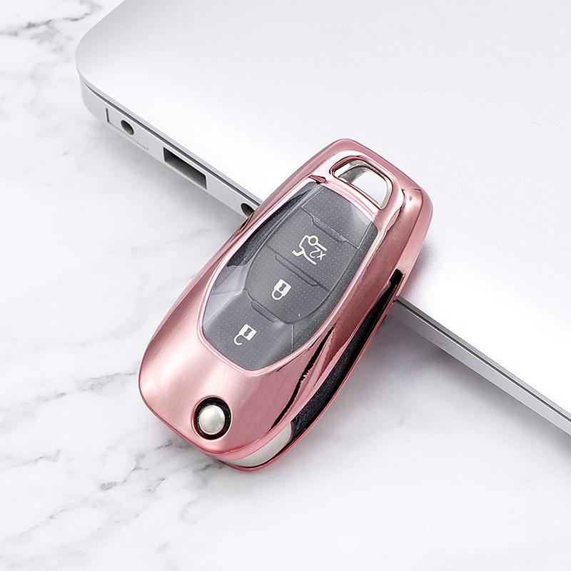 Soft TPU Car Folding Key Case Cover Shell Keychain for Chevrolet Cruze Spark Sonic Camaro Volt Bolt Trax Malibu Key Protector