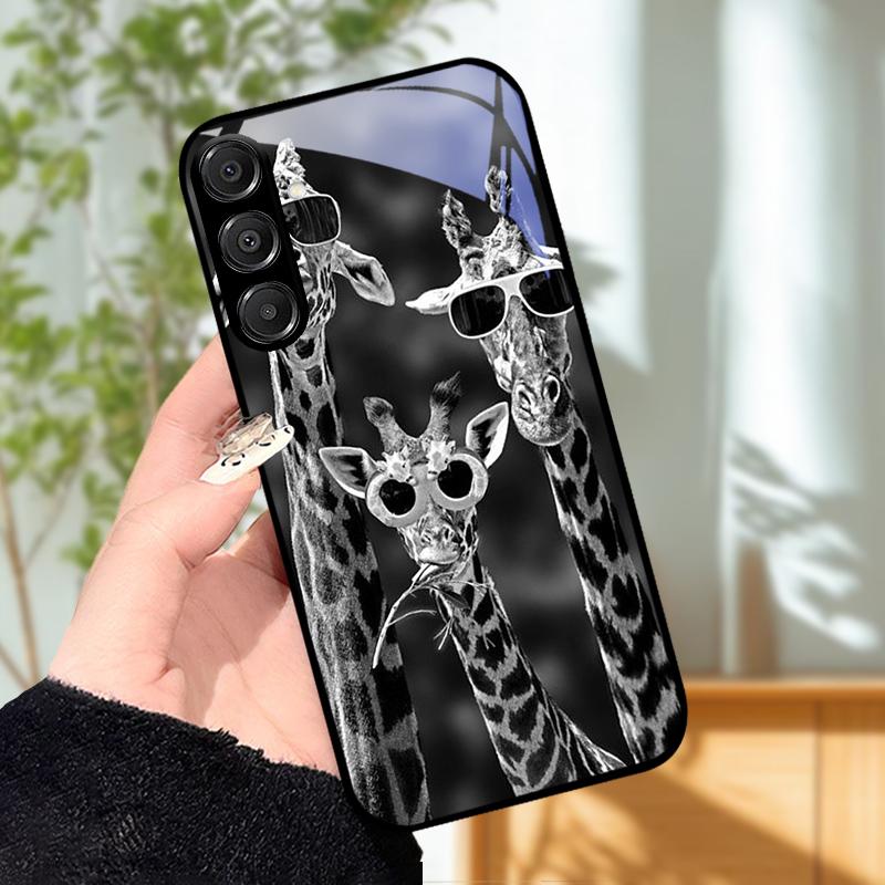 For Samsung A25 A26 Cute Case A35 A36 A55 A56 5G Tempered Glass Phone Cover For Galaxy A15 4G 5G Hard PC Glass Protective Fundas