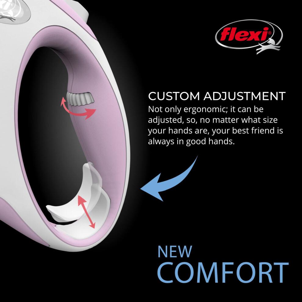 FLEXI New Comfort Retractable Dog Leash (Tape) Ergonomic Durable and Tangle Free Pet Walking Leash for Dogs Up To 26 Lbs 10 Ft Extra Small Pink/R