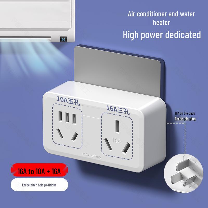 16A Wireless Power Strip with Switch - 3-Pin to 5-Pin Converter for AC and Heater