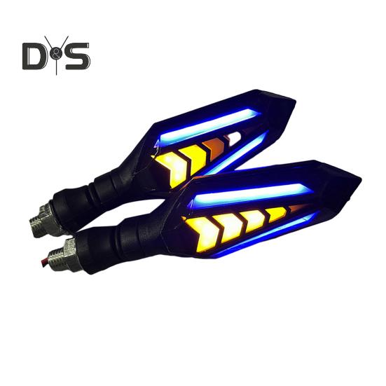 

1 пара корпусов указателей поворота для мотоцикла, двухцветный плавный указатель поворота для мотоцикла, водонепроницаемый универсальный светодиодный указатель поворота для мотоцикла синий