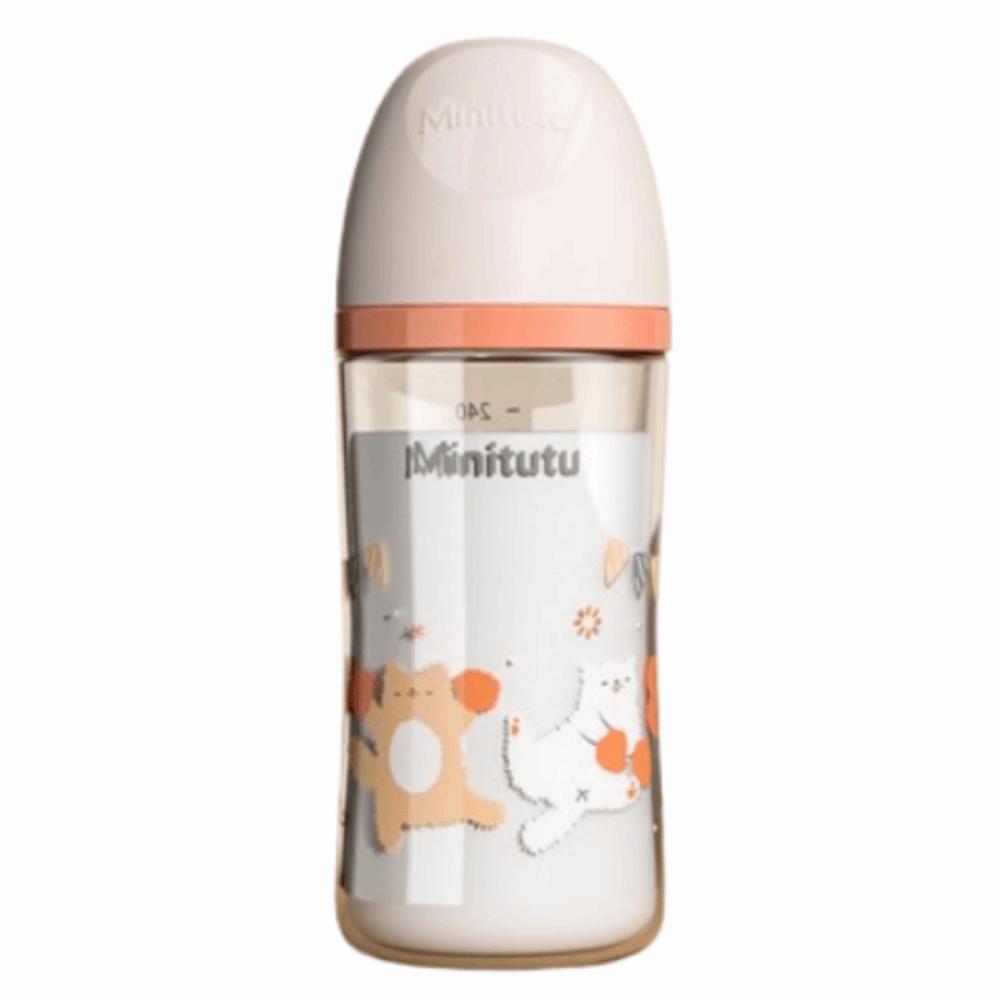 Wide Mouth Newborn Glass Bottle Rabbit Pattern Baby Milk Bottle Transparent