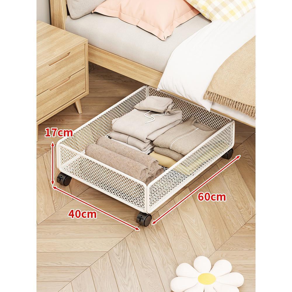 Scatola portaoggetti sottoletto con rotelle: Organizzatore Piatto a Cassetto per Vestiti e Altro