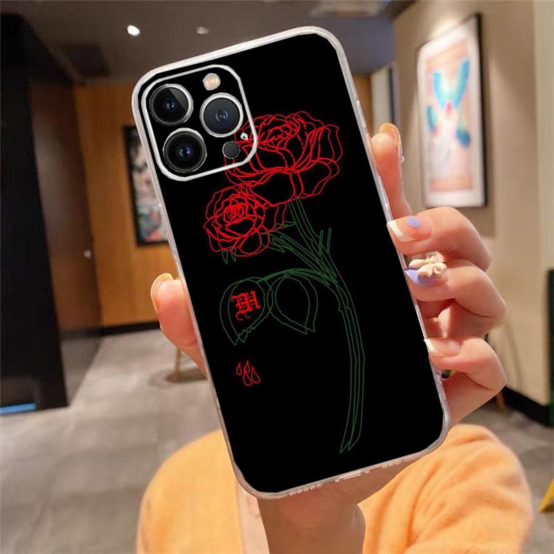 Phone Case For Iphone 17 Pro Max Air 16 15 14 13 Pro Max 15 16 Pro 15Plus Rose In the Dark