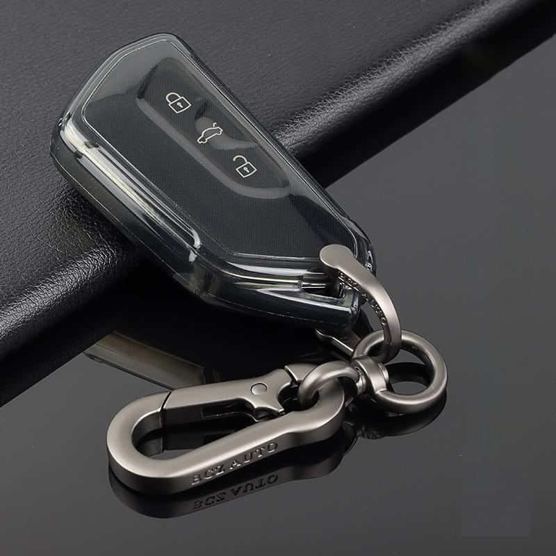 Transparent Soft TPU for VW Golf GTI R MK8 ID.3 ID.4 Seat Leon Tarraco Ateca Cupra Born Black Transparent Car Key Fob Case Bag