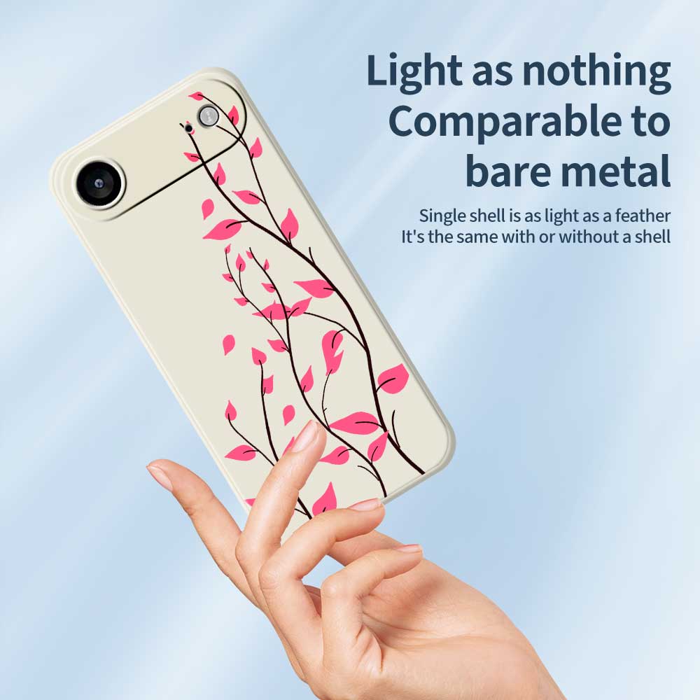 For iPhone 17 Air Case Red Leaves Pattern Printing Straight Edge TPU Phone Back Cover