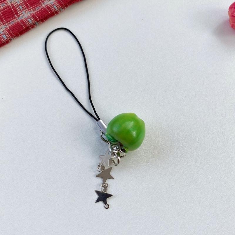 Cute Miniature Apples And Star Keychain For Girls Stylish Keyring Accessory For Backpack Or Phone Accessories