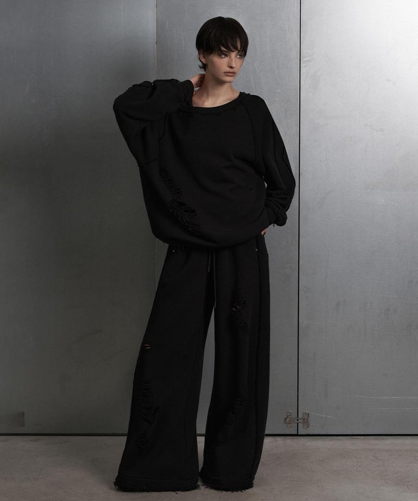 ZNUZ Scratch Damage Wide Pants - Black