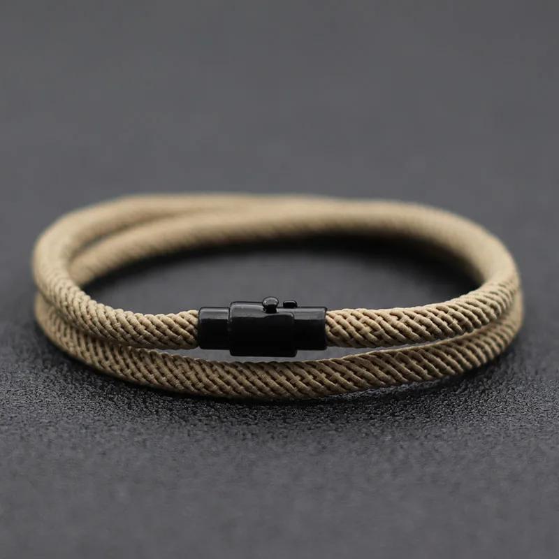 Simple Style Men Rope Bracelet Double Layer Survival Braclet Homme Accessories Boyfriend Gift Magnet Buckle Pulsera Hombre Joias