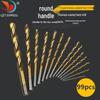 99-Piece Titanium-Coated High-Speed Steel Twist Drill Bit Set, 1.5mm-10mm, Round Shank