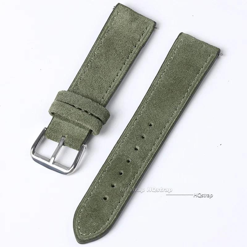 Suede Natūralios Odos Laikrodžio Dirželis Seiko Vintage Rankų Darbo Siuvinėtas Apyrankė Rolex 18mm 19mm 20mm 22mm 24mm Laikrodžio Dirželis
