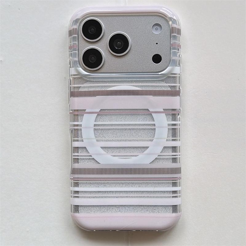 

iPhone 17/16 Pro Max/15/14 Transparent Magnetic Case with Fine Glitter Stripes Apple 17