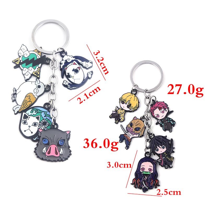Anime Demon Slayer Metal Keychain Kimetsu No Yaiba Tanjirou Nezuko Agatsuma Zenitsu Figure Pendant Keyring Cosplay Jewelry