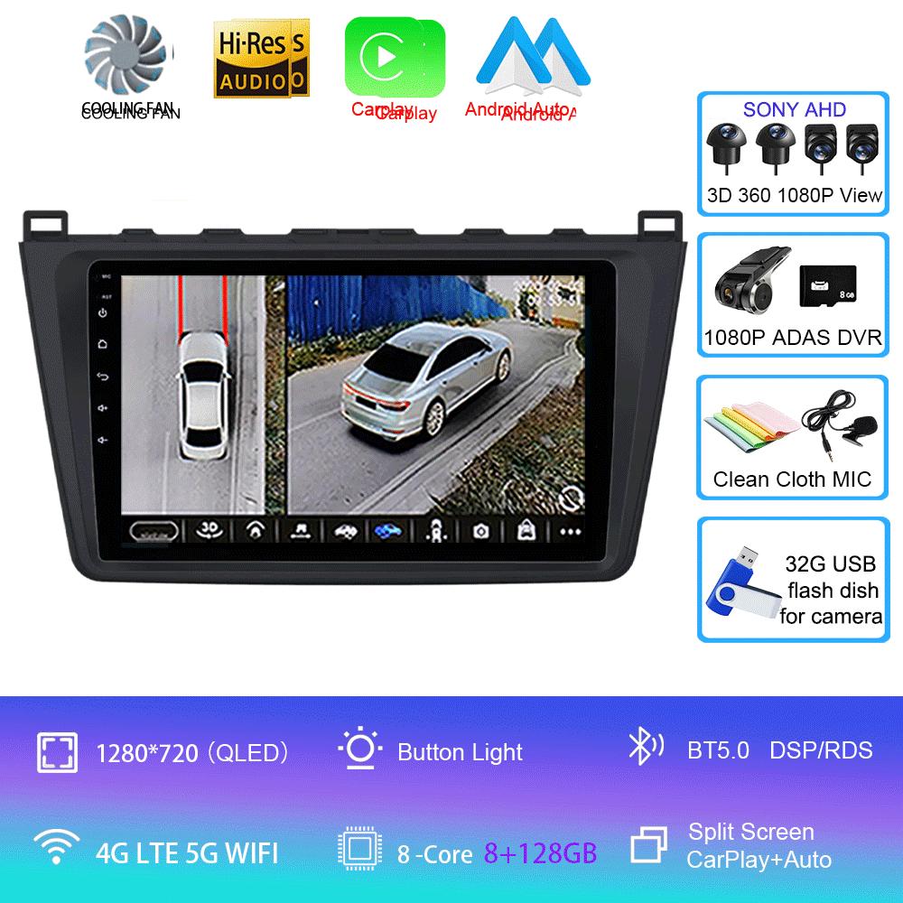 Android14 Carplay Auto Car Radio For Mazda 6 GH 2007 2008 2009 2010 2011 2012 Multimedia GPS Video Player Stereo 2din Head Unit