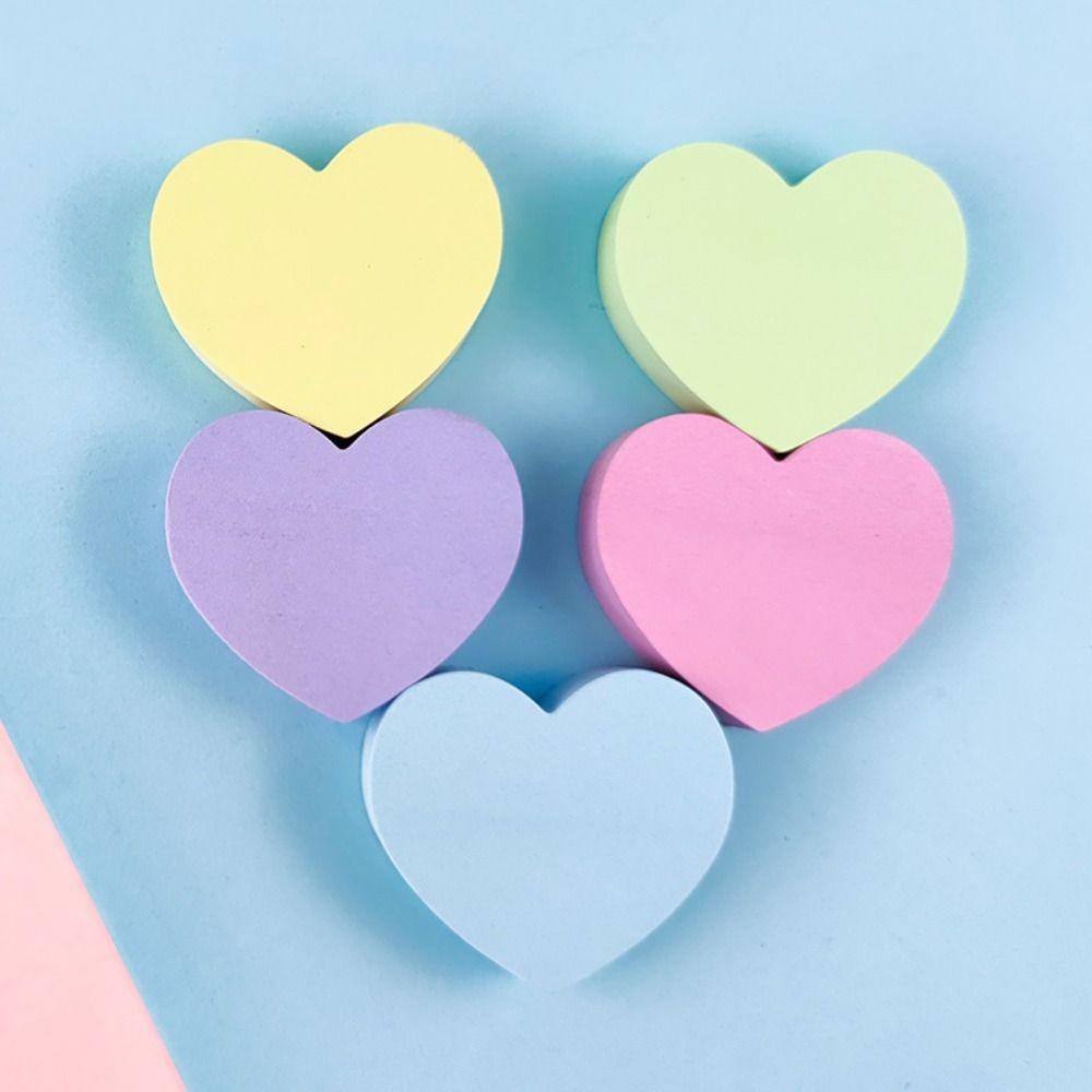 Staff Students Heart Shaped Sticky Notes Self-Adhesive 120 Sheets Memo Pad Sticker Candy Color Notepad Stationery