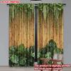 Set Of 2 Polyester Plant Curtains Digital Printing Natural Green Brown Zen Style Leaf Pattern Living Room Bedroom Decor Curtain Ideal For Sitting