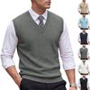 Vestă Tricotată Fără Mâneci cu Decolteu în V pentru Bărbați Vintage Casual Mărime Mare