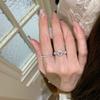 Vintage Light Luxury High Sense Retro White Shell Pink Diamond Sugar Cube Ring Surrounded By Diamond Court Style Temperament Ring