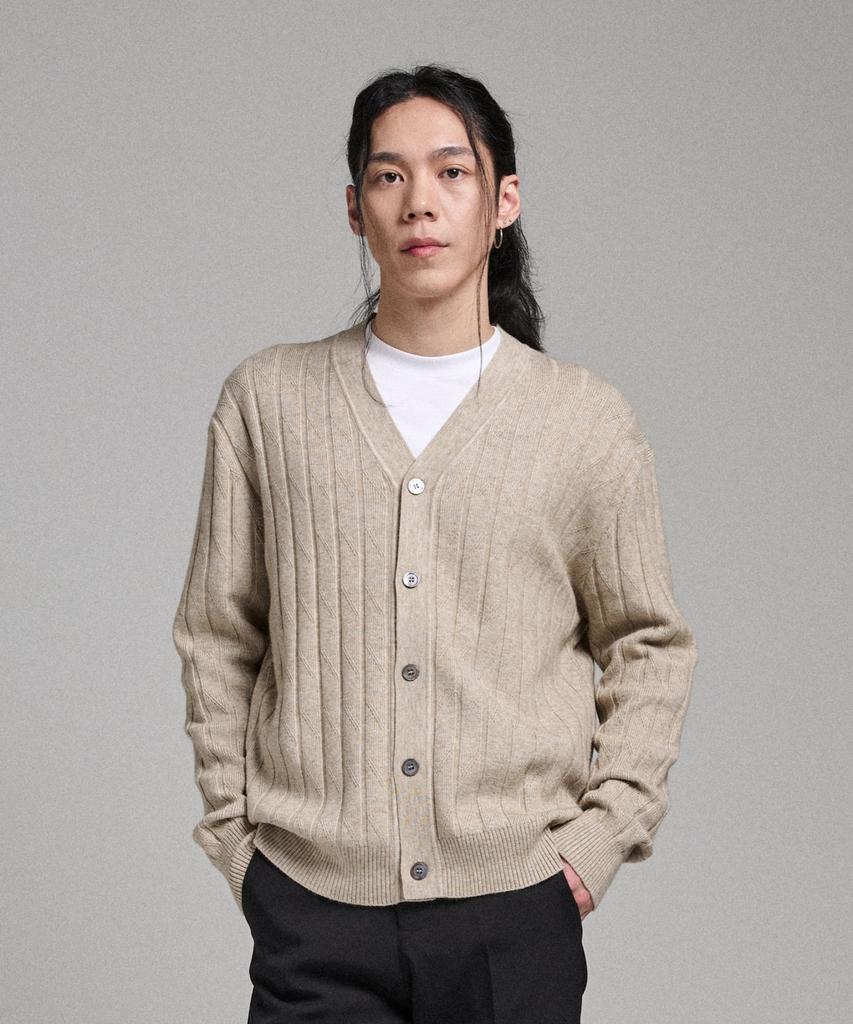 ANALOG MOOD Like Semi Hachi Cardigan Knit (Oatmeal)